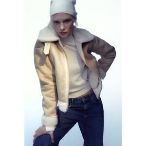 ZARA DOUBLE-FACED CROPPED JACKET SAND ZARA
